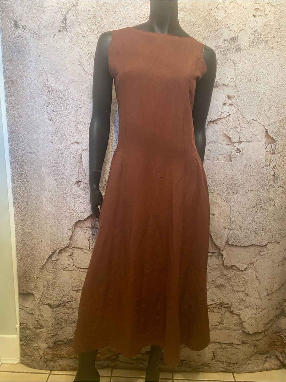 Midnight Sky Cocoa Linen Blend Maxi Dress with Pockets